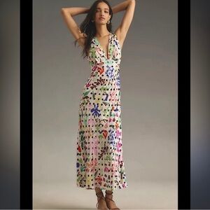 New With Tags! RIXO Lauriane Polka Dot Sleeveless V-Neck MIDI Dress SIZE SMALL